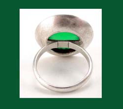 Sterling Chrysoprase Modernist Ring Back