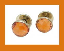 14k Gold Faceted Citrine Cufflinks Front