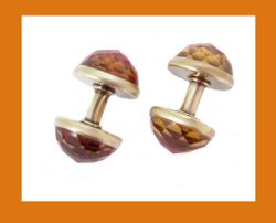 14k Gold Faceted Citrine Cufflinks Side
