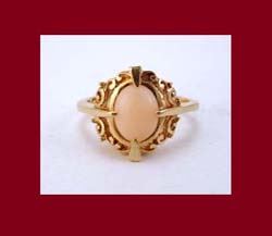 Angel Skin Coral 14k Gold Ring