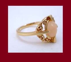Angel Skin Coral 14k Gold Ring Side