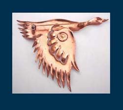 Coro, Mexico Silver Flying Goose Pin Back