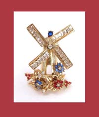 Coro Sterling Rhinestone Windmill Fur/Pin Clip