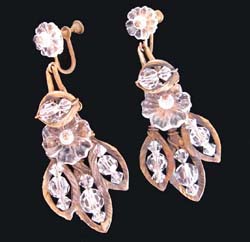 Glass Flower and Bead Earrings