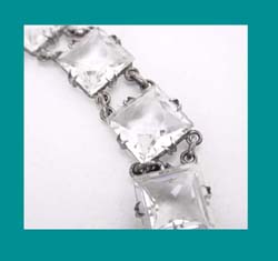Sterling Square Cut Crystal Bracelet Front
