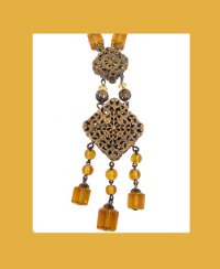 Topaz Glass Bead and Filigree Necklace Back
