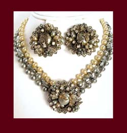 DeMario Glass Pearl Necklace and Earrings