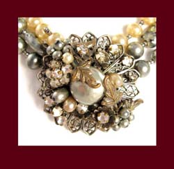DeMario Glass Pearl Necklace and Earrings Close Up