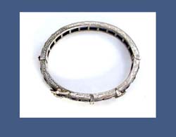 Diamonbar Sterling Sapphire Blue Rhinestone Buckle Bracelet Signature