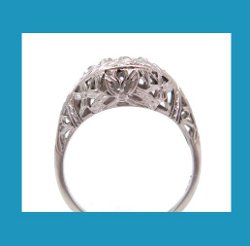 18k White Gold Filigree Diamond Ring Side