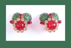 Christian Dior 1967 Enamel and Rhinestone Earrings