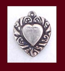 Double Repousse Sterling Heart Charm