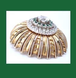 Du Jay Sterling Vermeil Rhinestone Pin Side