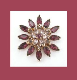 Eisenberg Amethyst Rhinestone Floral Pin