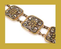 Enamel Brass Link Bracelet Close Up