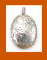 Large Sterling Floral Enamel Locket Pendant Signature