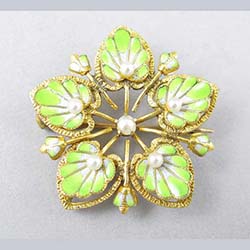 Victorian Enamel 14k Gold Pin