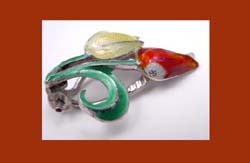 Champlev&eacute; Enamel Sterling Flowers Earring