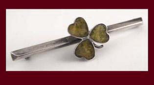 Made in England Silver Shamrock Pin Front