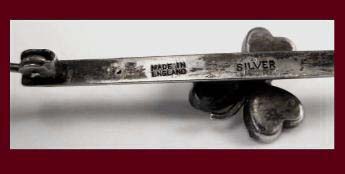 Made in England Silver Shamrock Pin Signature