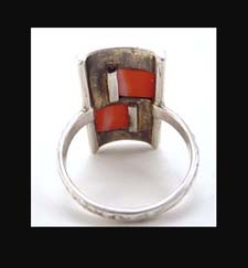 Theodor Fahrner Sterling Matte Enamel with Coral Ring Back