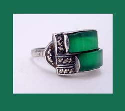 Theodor Fahrner Art Deco Sterling Chrysoprase Ring Side