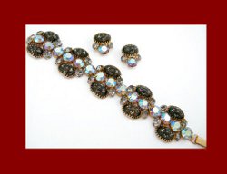 Fancy Glass Cabochon Bracelet and Earrings