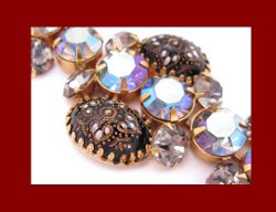 Fancy Glass Cabochon Bracelet and Earrings Close