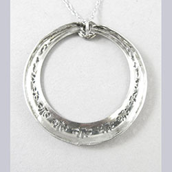 14k White Gold Filgree Diamond Pendant Back