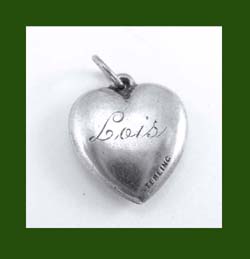 Sterling Floral Puffy Heart Charm Signature