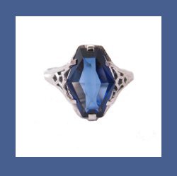 Sapphire 14k White Gold Filigree Ring Top
