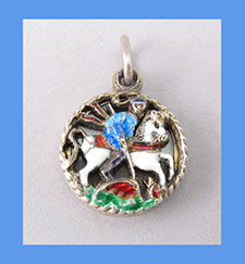 Austrian Silver Enamel St. George and the Dragon Locket Pendant Front