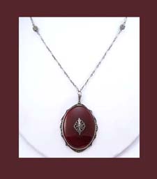 Germany Carnelian and Marcasite Long Necklace