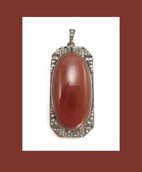 Germany Sterling Carnelian and Marcasite Pendant
