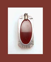 Germany Sterling Carnelian and Marcasite Pendant Signature