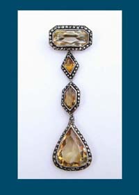 Citrine and Marcasite Sterling Pin from Germany