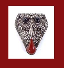 Germany Sterling, Onyx and Carnelian Dress Clip