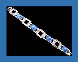 Lapis and Rock Crystal Sterling Bracelet from Germany