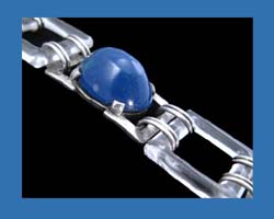 Lapis and Rock Crystal Sterling Bracelet from Germany Close