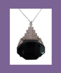 Black Onyx Sterling Art Deco Necklace