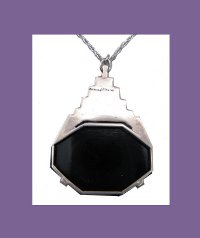 Onyx Sterling Art Deco Necklace Back