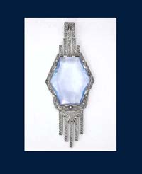 Art Deco Germany Sterling Blue Glass Pendant