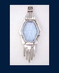 Art Deco Germany Sterling Blue Glass Pendant Back