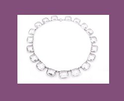 Art Deco Sterling and Faceted Glass Necklace Front