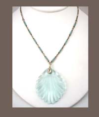 Molded Glass Shell with Enamel & Sterling Chain