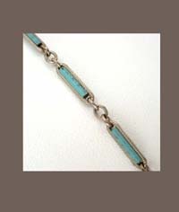 Molded Glass Shell with Enamel & Sterling Chain
