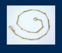 Gold & Colbalt Blue Enamel Watch Chain