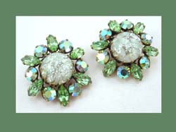 Lucite Confetti and Rhinestone Earrings