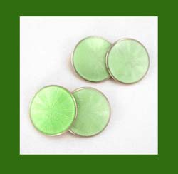 Light Green Enamel and Sterling Cufflinks