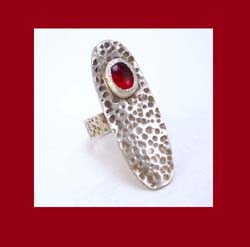 Sterling Hammered Large Ring Front